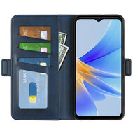 Oppo A17 Hoesje, MobyDefend Luxe Wallet Book Case (Sluiting Zijkant), Blauw