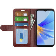 Oppo A17 Hoesje, MobyDefend Wallet Book Case (Sluiting Achterkant), Bruin