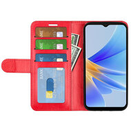 Oppo A17 Hoesje, MobyDefend Wallet Book Case (Sluiting Achterkant), Rood