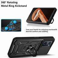 Oppo A17 Hoesje - MobyDefend Pantsercase Met Draaibare Ring - Blauw