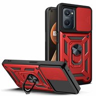 Oppo A17 Hoesje - MobyDefend Pantsercase Met Draaibare Ring - Rood