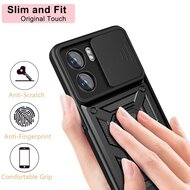 Oppo A57 / A57s / A77 Hoesje - MobyDefend Pantsercase Met Draaibare Ring - Zwart