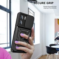Oppo A57 / A57s / A77 Hoesje - MobyDefend Pantsercase Met Draaibare Ring - Ros&eacute;