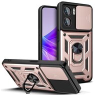 Oppo A57 / A57s / A77 Hoesje, MobyDefend Pantsercase Met Draaibare Ring, Ros&eacute;