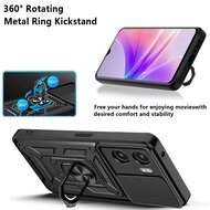 Oppo A57 / A57s / A77 Hoesje - MobyDefend Pantsercase Met Draaibare Ring - Rood
