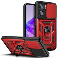 Oppo A57 / A57s / A77 Hoesje - MobyDefend Pantsercase Met Draaibare Ring - Rood