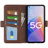 Oppo Reno 8 Lite Hoesje, MobyDefend Luxe Wallet Book Case (Sluiting Zijkant), Bruin