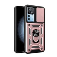 Xiaomi 12T / 12T Pro Hoesje, MobyDefend Pantsercase Met Draaibare Ring, Ros&eacute;