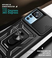 Xiaomi 12T / 12T Pro Hoesje - MobyDefend Pantsercase Met Draaibare Ring - Rood