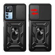 Xiaomi 12T / 12T Pro Hoesje - MobyDefend Pantsercase Met Draaibare Ring - Rood