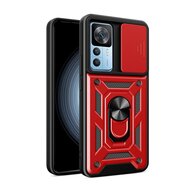Xiaomi 12T / 12T Pro Hoesje, MobyDefend Pantsercase Met Draaibare Ring, Rood