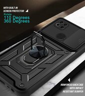 Xiaomi Redmi 10A Hoesje, MobyDefend Pantsercase Met Draaibare Ring, Zilvergrijs