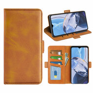 Motorola Moto E22 / E22i Hoesje, MobyDefend Luxe Wallet Book Case (Sluiting Zijkant), Lichtbruin