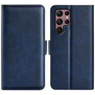 Samsung Galaxy S23 Ultra Hoesje, MobyDefend Luxe Wallet Book Case (Sluiting Zijkant), Blauw