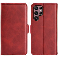 Samsung Galaxy S23 Ultra Hoesje, MobyDefend Luxe Wallet Book Case (Sluiting Zijkant), Rood