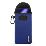 Hoesje voor OnePlus 11 - MobyDefend Neopreen Pouch Met Karabijnhaak - Insteekhoesje - Riemlus Hoesje - Blauw