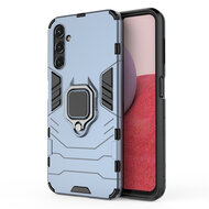Samsung Galaxy A14 Hoesje - MobyDefend Dubbelgelaagde Pantsercase Met Standaard - Blauw