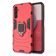 Samsung Galaxy A14 Hoesje - MobyDefend Dubbelgelaagde Pantsercase Met Standaard - Rood