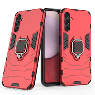 Samsung Galaxy A14 Hoesje, MobyDefend Dubbelgelaagde Pantsercase Met Standaard, Rood