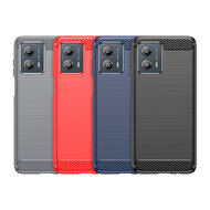 Motorola Moto G13 / G23 / G53 Hoesje, MobyDefend TPU Gelcase, Geborsteld Metaal + Carbonlook, Zwart