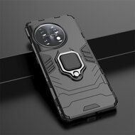 OnePlus 11 Hoesje - MobyDefend Dubbelgelaagde Pantsercase Met Standaard - Zwart