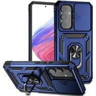Samsung Galaxy A14 Hoesje - MobyDefend Pantsercase Met Draaibare Ring - Blauw