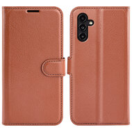 Samsung Galaxy A14 Hoesje - MobyDefend Kunstleren Wallet Book Case (Sluiting Voorkant) - Bruin