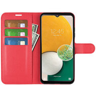 Samsung Galaxy A14 Hoesje, MobyDefend Kunstleren Wallet Book Case (Sluiting Voorkant), Rood