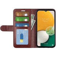 Samsung Galaxy A14 Hoesje, MobyDefend Wallet Book Case (Sluiting Achterkant), Bruin