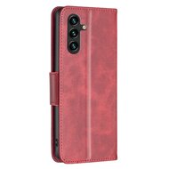 Samsung Galaxy A14 Hoesje, MobyDefend Wallet Book Case Met Koord, Rood