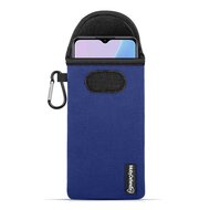 Hoesje voor Oppo A78 (5G), MobyDefend Neopreen Pouch Met Karabijnhaak, Insteekhoesje, Riemlus Hoesje, Blauw