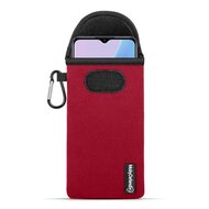Hoesje voor Oppo A78 (5G) - MobyDefend Neopreen Pouch Met Karabijnhaak - Insteekhoesje - Riemlus Hoesje - Rood
