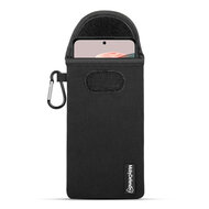 Hoesje voor Xiaomi Redmi Note 12 5G, MobyDefend Neopreen Pouch Met Karabijnhaak, Insteekhoesje, Riemlus Hoesje, Zwart