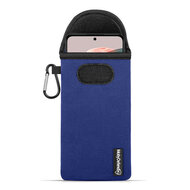 Hoesje voor Xiaomi Redmi Note 12 5G, MobyDefend Neopreen Pouch Met Karabijnhaak, Insteekhoesje, Riemlus Hoesje, Blauw