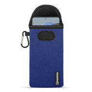 Hoesje voor Xiaomi Redmi Note 12 Pro 5G, MobyDefend Neopreen Pouch Met Karabijnhaak, Insteekhoesje, Riemlus Hoesje, Blauw