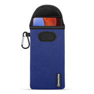Hoesje voor Xiaomi Redmi Note 12 Pro Plus 5G - MobyDefend Neopreen Pouch Met Karabijnhaak - Insteekhoesje - Riemlus Hoesje - Blauw