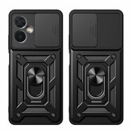 Xiaomi Redmi Note 12 5G Hoesje - MobyDefend Pantsercase Met Draaibare Ring - Zwart