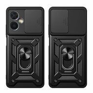 Xiaomi Redmi Note 12 5G Hoesje, MobyDefend Pantsercase Met Draaibare Ring, Zwart