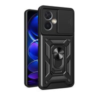 Xiaomi Redmi Note 12 5G Hoesje, MobyDefend Pantsercase Met Draaibare Ring, Zwart