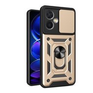 Xiaomi Redmi Note 12 5G Hoesje, MobyDefend Pantsercase Met Draaibare Ring, Goud