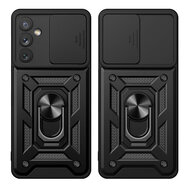 Samsung Galaxy A34 Hoesje - MobyDefend Pantsercase Met Draaibare Ring - Zwart