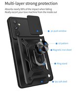 Samsung Galaxy A34 Hoesje - MobyDefend Pantsercase Met Draaibare Ring - Zwart