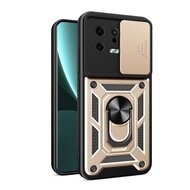 Xiaomi 13 Hoesje, MobyDefend Pantsercase Met Draaibare Ring, Goud