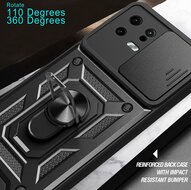 Xiaomi 13 Hoesje - MobyDefend Pantsercase Met Draaibare Ring - Rood