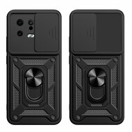 Xiaomi 13 Hoesje - MobyDefend Pantsercase Met Draaibare Ring - Rood