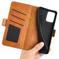 Xiaomi Redmi Note 12 5G Hoesje - MobyDefend Luxe Wallet Book Case (Sluiting Zijkant) - Lichtbruin