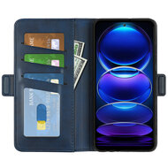 Xiaomi Redmi Note 12 5G Hoesje - MobyDefend Luxe Wallet Book Case (Sluiting Zijkant) - Blauw