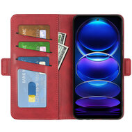 Xiaomi Redmi Note 12 5G Hoesje, MobyDefend Luxe Wallet Book Case (Sluiting Zijkant), Rood