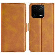 Xiaomi 13 Pro Hoesje, MobyDefend Luxe Wallet Book Case (Sluiting Zijkant), Lichtbruin