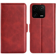 Xiaomi 13 Pro Hoesje, MobyDefend Luxe Wallet Book Case (Sluiting Zijkant), Rood